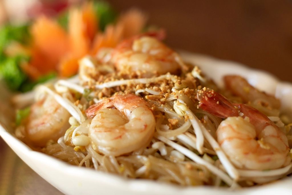A seafood dish plated and ready to serve